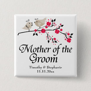 Bóton Quadrado 5.08cm Mãe personalizada do casamento floral do noivo