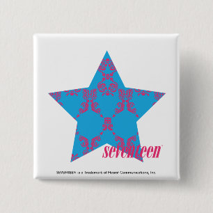 Bóton Quadrado 5.08cm Magenta-Aqua 2 do damasco