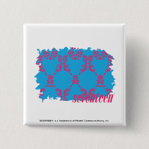 Bóton Quadrado 5.08cm Magenta-Aqua 4 do damasco