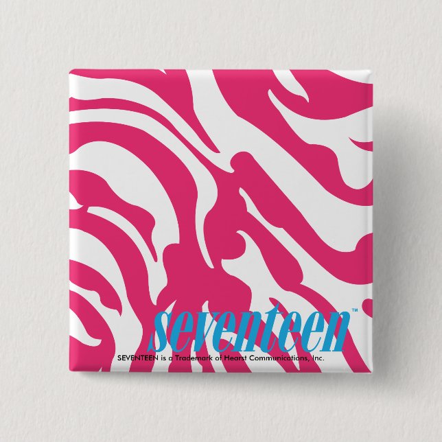 Bóton Quadrado 5.08cm Magenta da zebra (Frente)