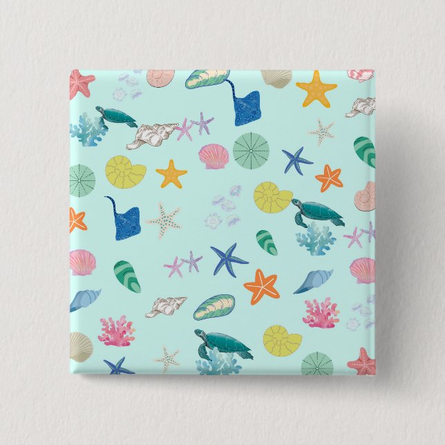 Bóton Quadrado 5.08cm Magia Marinha (Frente)