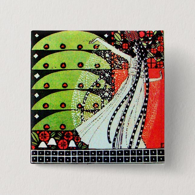 Bóton Quadrado 5.08cm MÁGICA DO PRIMAVERA vermelho-claro branco-branco-c (Frente)