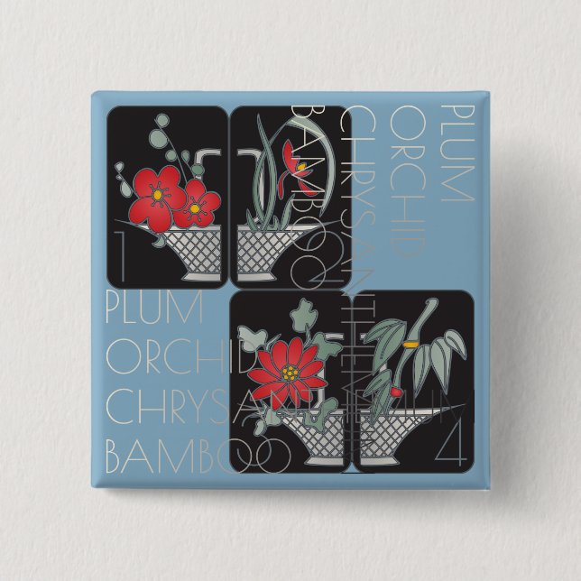 Bóton Quadrado 5.08cm Mah Jongg Basket Brooch (Frente)