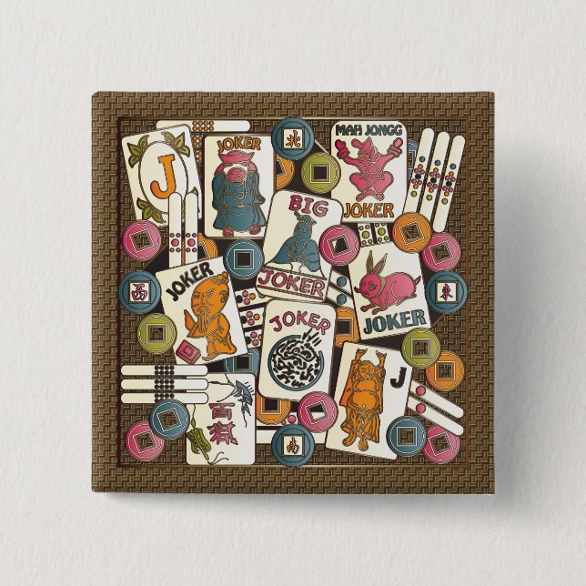Bóton Quadrado 5.08cm Mah Jongg Jokers (Frente)