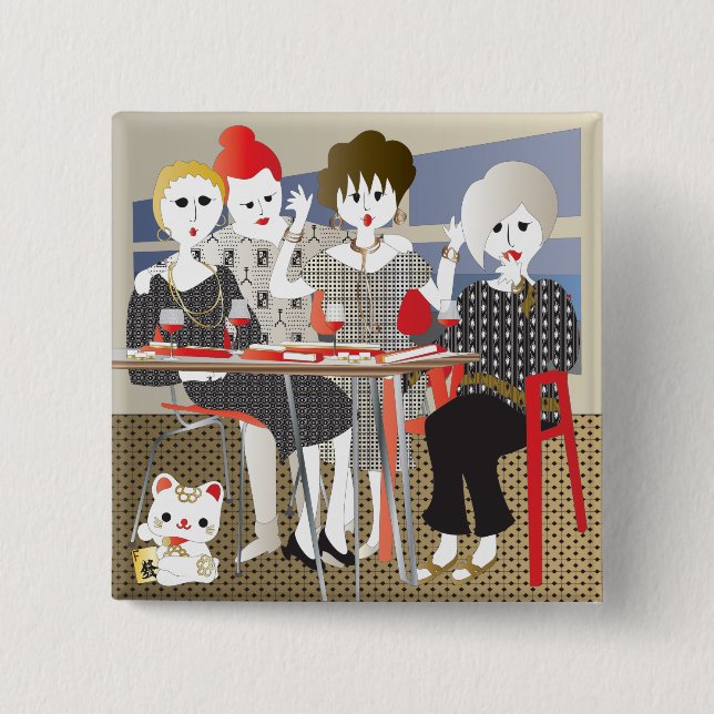 Bóton Quadrado 5.08cm Mah Jongg MAHJ! (Frente)