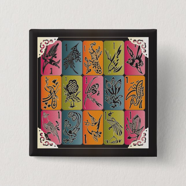 Bóton Quadrado 5.08cm Mah Jongg One Bams (Frente)