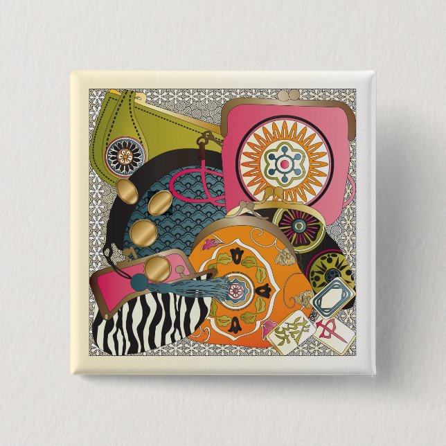 Bóton Quadrado 5.08cm Mah Jongg Purses (Frente)