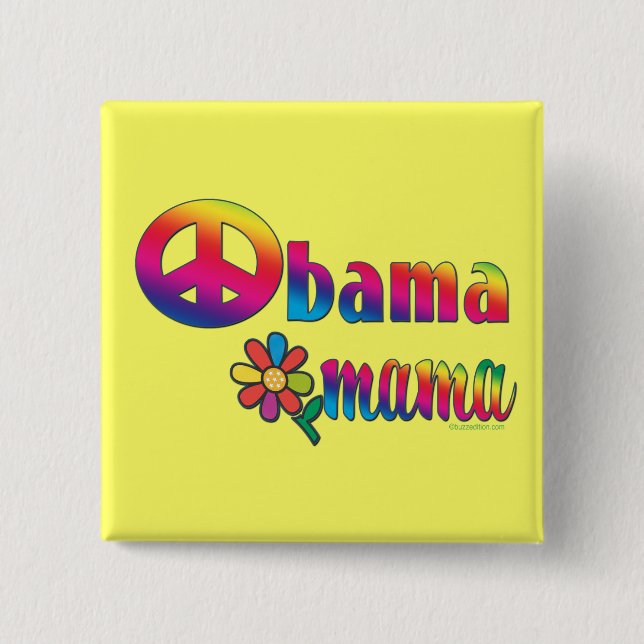 Bóton Quadrado 5.08cm Mama de Obama (Frente)