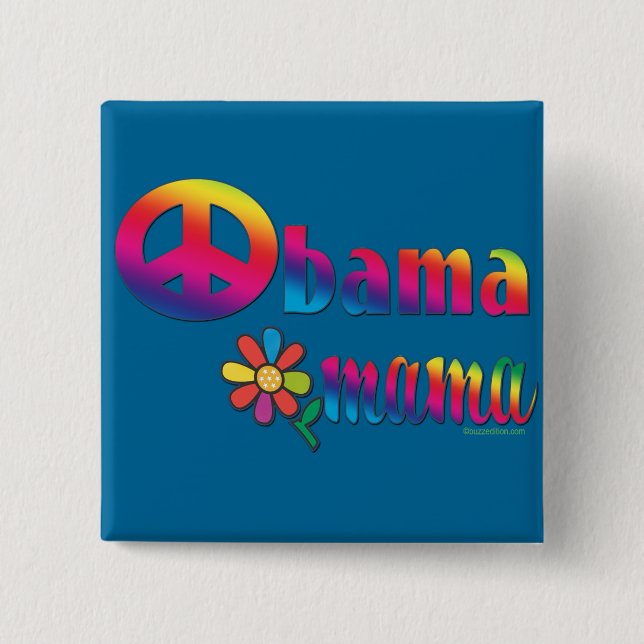 Bóton Quadrado 5.08cm Mama de Obama (Frente)