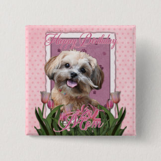 Bóton Quadrado 5.08cm Mamã do feliz aniversario - ShihPoo - Maggie
