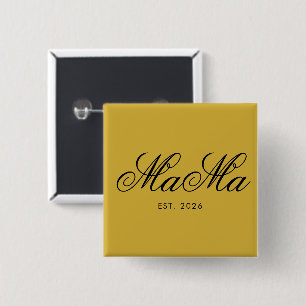 Bóton Quadrado 5.08cm Mama Est Personalizado Em Metalizado Dourado Elega