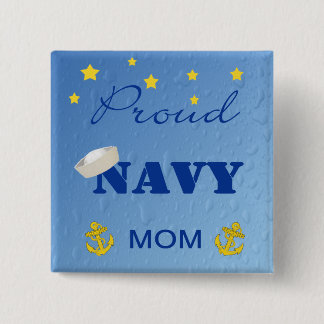 Bóton Quadrado 5.08cm Mamã orgulhosa Pinback do marinho