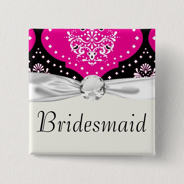 Bóton Quadrado 5.08cm mancha branca-preto-rosa-magno (Frente)