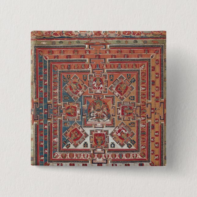 Bóton Quadrado 5.08cm Mandala de Vaishravana (Frente)