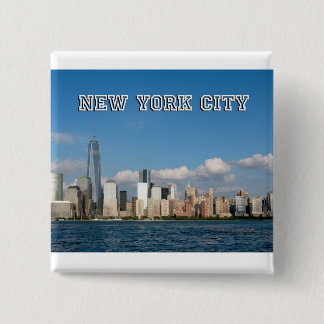 Bóton Quadrado 5.08cm Manhattan Skyline Nova Iorque USA