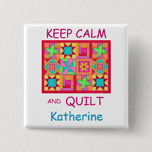 Bóton Quadrado 5.08cm Mantenha a calma e estofe a multi edredão de