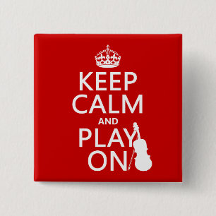 Bóton Quadrado 5.08cm Mantenha a calma e o jogo em (violino) (alguma