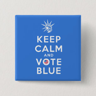 BÓTON QUADRADO 5.08CM MANTENHA CALMA E VOTE AZUL