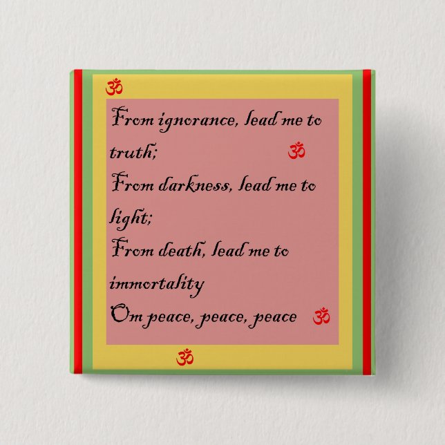Bóton Quadrado 5.08cm Mantra Hindu OM (Frente)