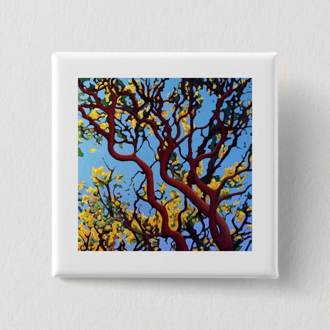 Bóton Quadrado 5.08cm Manzanita no outono (Frente)