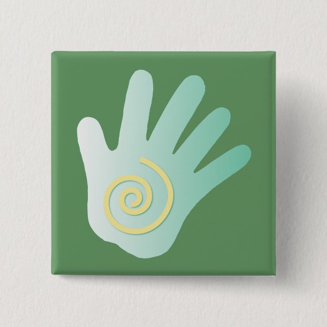 Bóton Quadrado 5.08cm Mão de cura (Frente)