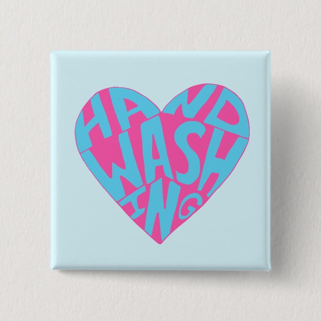 Bóton Quadrado 5.08cm Mão De Lavagem (Frente)