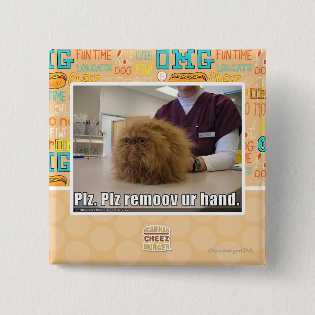 Bóton Quadrado 5.08cm Mão do ur do remoov do PLZ (Frente)