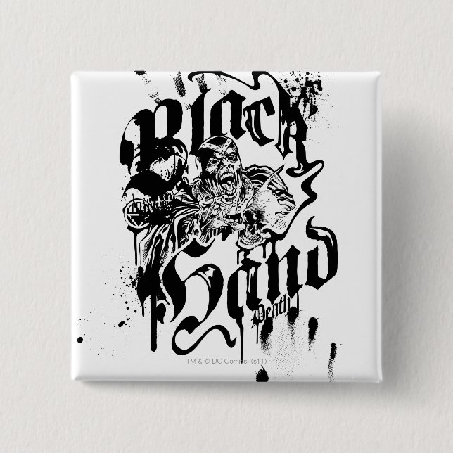 Bóton Quadrado 5.08cm Mão preta - colagem (Frente)