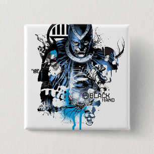 Bóton Quadrado 5.08cm Mão preta - colagem azul