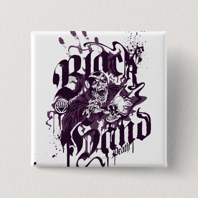 Bóton Quadrado 5.08cm Mão preta - colagem roxa (Frente)