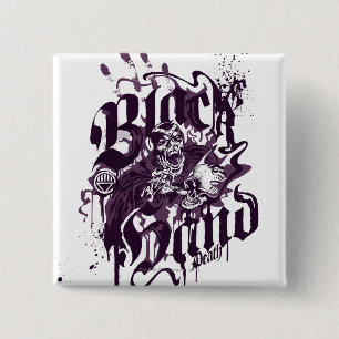 Bóton Quadrado 5.08cm Mão preta - colagem roxa