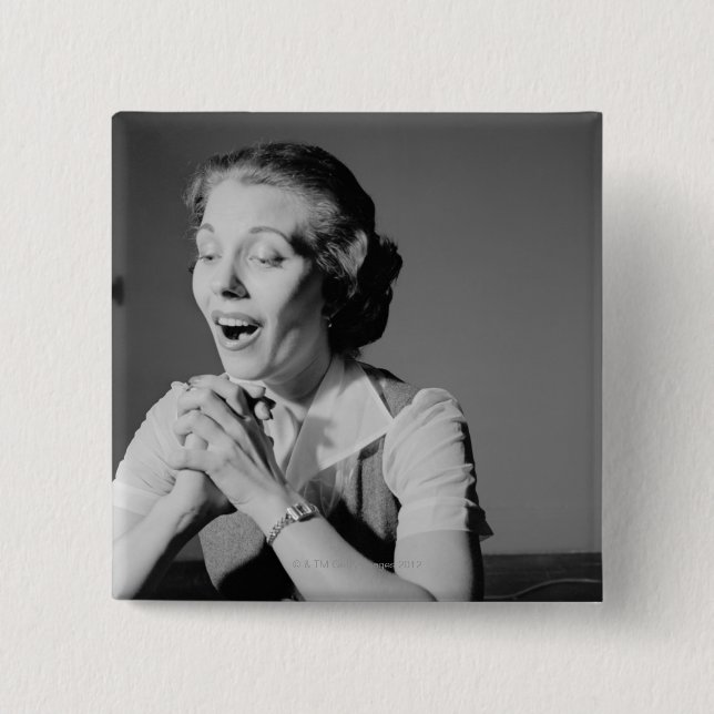 Bóton Quadrado 5.08cm Mãos Clasped (Frente)