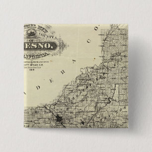 Bóton Quadrado 5.08cm Map Fresno County, Califórnia