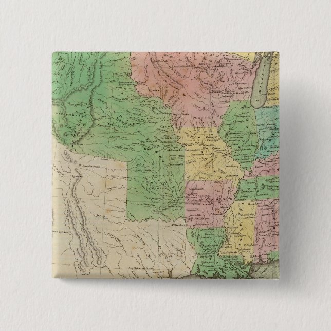 Bóton Quadrado 5.08cm Mapa 2 dos Estados Unidos (Frente)