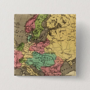 Bóton Quadrado 5.08cm Mapa Atlas Colorido da Europa