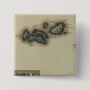Bóton Quadrado 5.08cm Mapa Atlas das Ilhas Azore