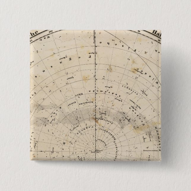 Bóton Quadrado 5.08cm Mapa celeste (Frente)