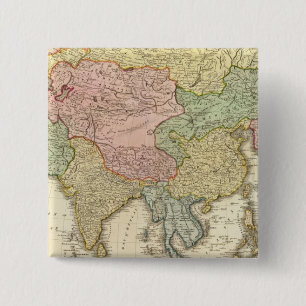 Bóton Quadrado 5.08cm Mapa Colorido da Ásia