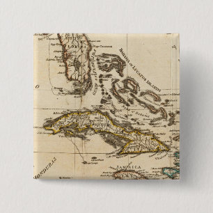 Bóton Quadrado 5.08cm Mapa completo das Índias Ocidentais