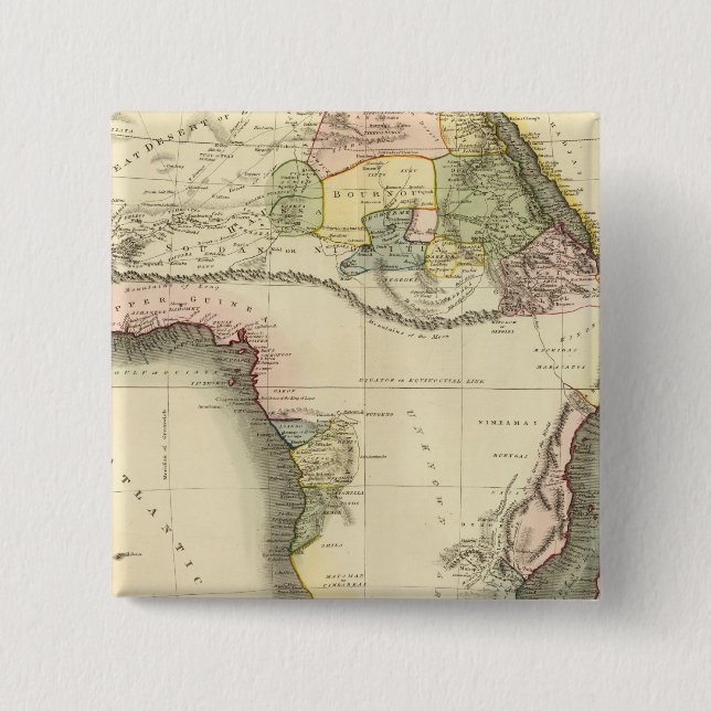 Bóton Quadrado 5.08cm Mapa da África (Frente)