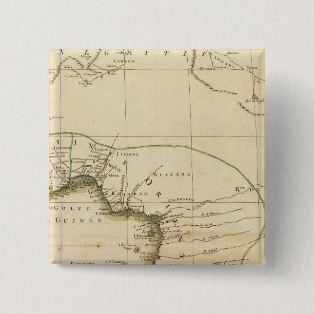 Bóton Quadrado 5.08cm Mapa da África Ocidental (Frente)