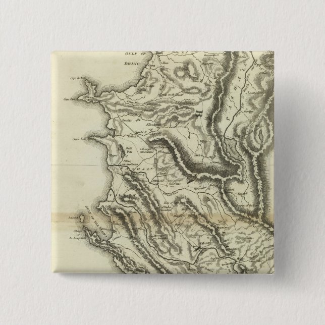 Bóton Quadrado 5.08cm Mapa da Albânia (Frente)
