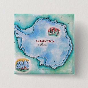 Bóton Quadrado 5.08cm Mapa da Antártica