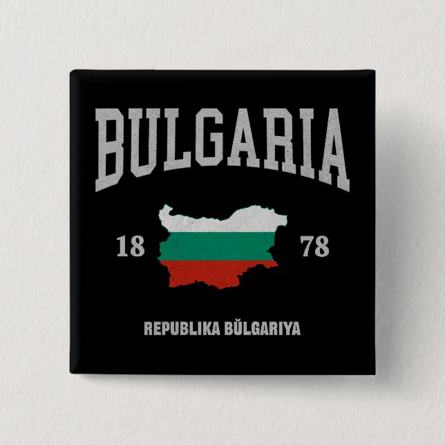 Bóton Quadrado 5.08cm Mapa da Bandeira da Bulgária (Frente)