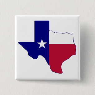 Bóton Quadrado 5.08cm Mapa da bandeira de Texas