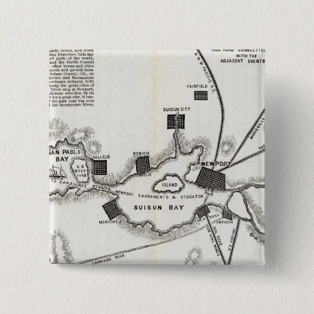 Bóton Quadrado 5.08cm Mapa da Califórnia (Frente)