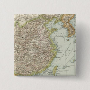 Bóton Quadrado 5.08cm Mapa da China e do Japão
