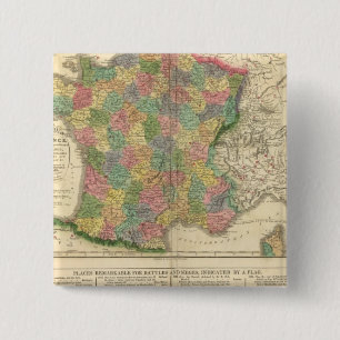 Bóton Quadrado 5.08cm Mapa da cronologia da França