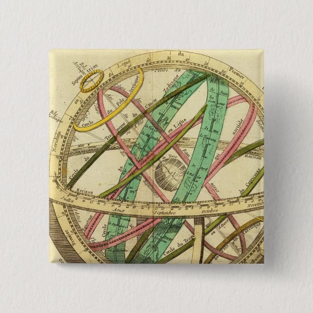 Bóton Quadrado 5.08cm Mapa da esfera (Frente)