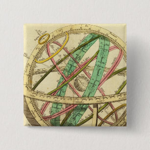 Bóton Quadrado 5.08cm Mapa da esfera